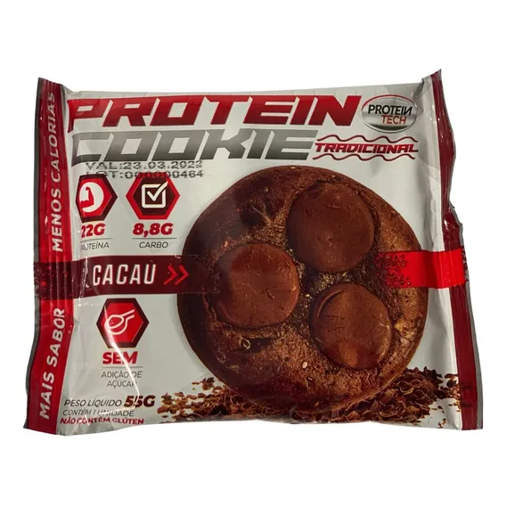 10x Cookie Proteico Proteintech Low Carb Sabor Cacau Foto 1