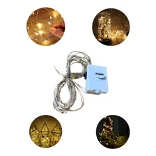 10x Fios De Led Luz De Fada 2m 20 Leds Decoração Festa Luzes Amarelo Bateria Foto  mini 1