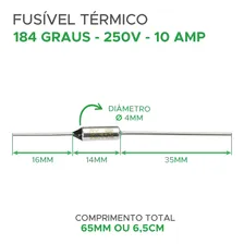 10x FusÃvel Térmico 10a 184° 184 Graus 110v 127v 220v 250v - Green Foto mini 2