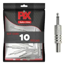 10x Plug Conector P2 Mono Profissional Reforçado NÃquel Foto mini 2