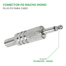 10x Plug Conector P2 Mono Profissional Reforçado NÃquel Foto mini 4