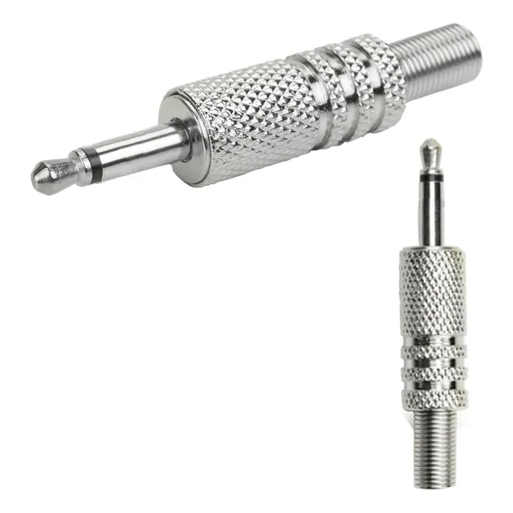 10x Plug Conector P2 Mono Profissional Reforçado NÃquel Foto 1
