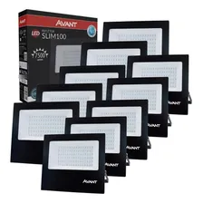 10x Refletor Led Avant Refletor 259601373 100w Com Luz Branco-frio E Carcaça Preto Foto  mini 1