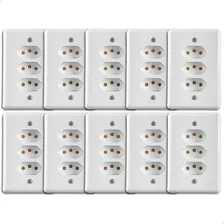 10x Tomada Tripla 2p+t 10a Monobloco Embutir Branco Foto mini 2