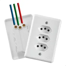10x Tomada Tripla 2p+t 10a Monobloco Embutir Branco Foto mini 3