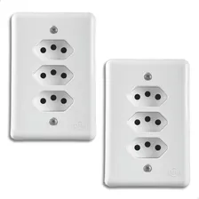 10x Tomada Tripla 2p+t 10a Monobloco Embutir Branco Foto mini 4