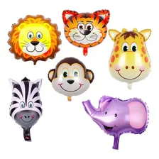 12 Balões Metalizados Zoo Animais Grande De Zebra Girafa Etc Foto mini 1