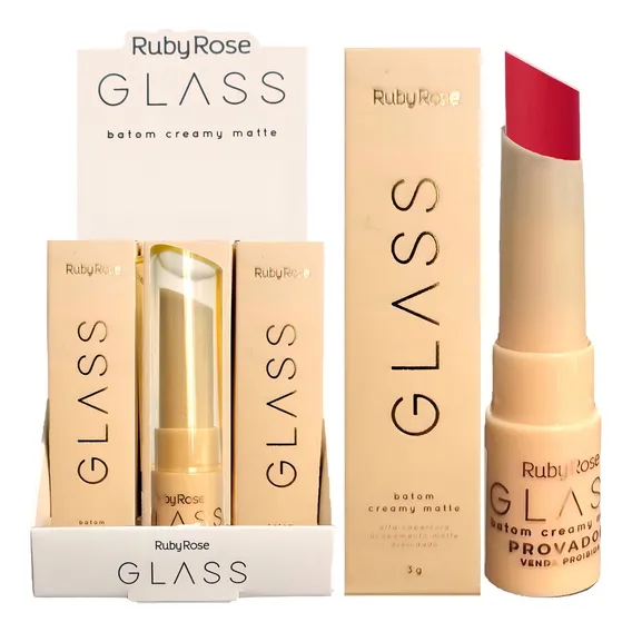 12 Batom Creamy Matte Glass Hbf567 Gl05 Ruby Rose Atacado Foto 1