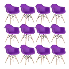 12 Cadeiras Charles Eames Wood Daw Com Braços Cores Estrutura Da Cadeira Roxo Foto mini 1