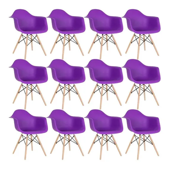 12 Cadeiras Charles Eames Wood Daw Com Braços Cores Estrutura Da Cadeira Roxo Foto 1