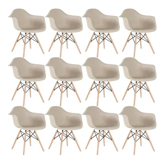 12 Cadeiras Eames Wood Jantar Daw Com Braços Cores Estrutura Da Cadeira Nude Foto 1