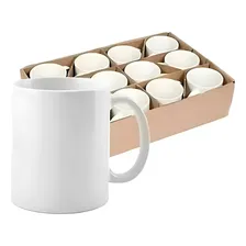 12 Canecas Brancas Aaa Cerâmica Para Sublimação 325ml. Cor Branco Liso Foto mini 3
