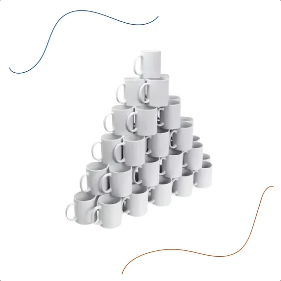 12 Canecas De Porcelana Branca 325ml +12caixinhas - Superkit Foto 1