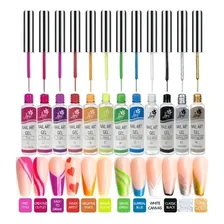 12 Esmalte Pincel Ponta Fina Desenho Nail Art Unha Decorada Foto mini 4