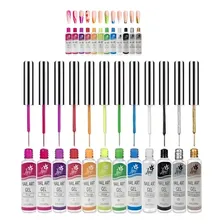 12 Esmalte Pincel Ponta Fina Desenho Nail Art Unha Decorada Foto mini 1