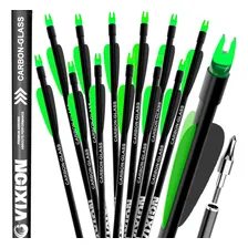 12 Flechas Carbono Vixion arco e flecha para arco e fecha até 75Lbs Nature 30 cor verde Foto mini 1