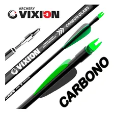 12 Flechas Carbono Vixion arco e flecha para arco e fecha até 75Lbs Nature 30 cor verde Foto mini 4
