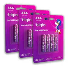 12 Pilhas Aaa 900mah Palito Recarregável Elgin 3 Cartelas Foto  mini 1