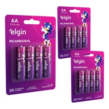 12 Pilhas Baterias Aa 2700mah Elgin Recarregável 3 Cartelas Foto mini 1