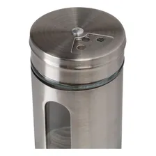 12 Pimenteiros Saleiro Inox E Vidro Tampa Regulagem Tempero Cor Aço inox Foto mini 4