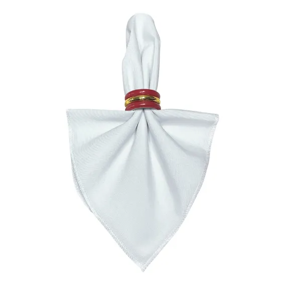 12 Porta Guardanapo E 12 Guardanapos Modelo Natal Decoração Cor Porta Guardanapo Vermelho Com Dourado - Guardanapo Branco Foto 1