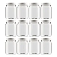 12 Potes Mantimentos Plastico 1lt Tampa Branca Transparente Foto  mini 1