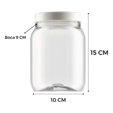 12 Potes Mantimentos Plastico 1lt Tampa Branca Transparente Foto mini 4