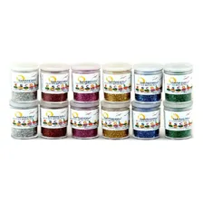12 Potinhos Glitter Brilho Purpurina Colorida Escola Ouro Foto mini 1
