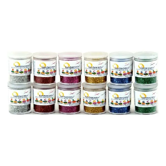12 Potinhos Glitter Brilho Purpurina Colorida Escola Ouro Foto 1