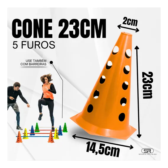 12 Pratos Demarcatório + 12 Cones Furados Circuito Agilidade Funcional Foto 1