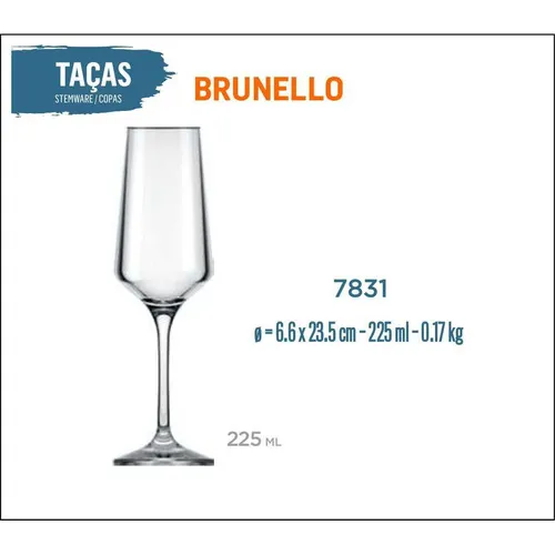12 Taças Brunello 225ml - Champanhe Espumante Frisante Foto 1
