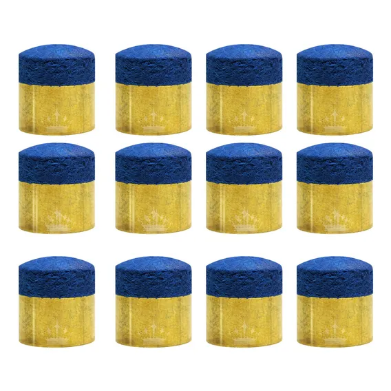 12 Virolas Com Sola Em Couro Para Taco Bilhar Sinuca 11mm Cor Azul Foto 1