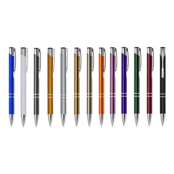 120 Canetas Metal Personalizadas A Laser Tinta Azul Exterior Variadas Foto 1