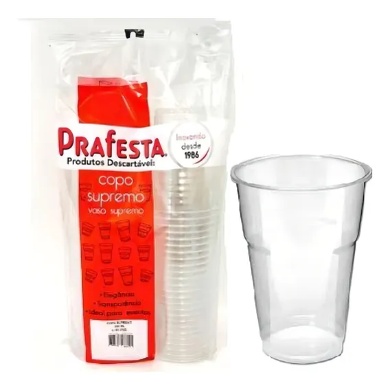 120un Copo Descartável Supremo 300ml Cristal Semi Acrílico Foto 1