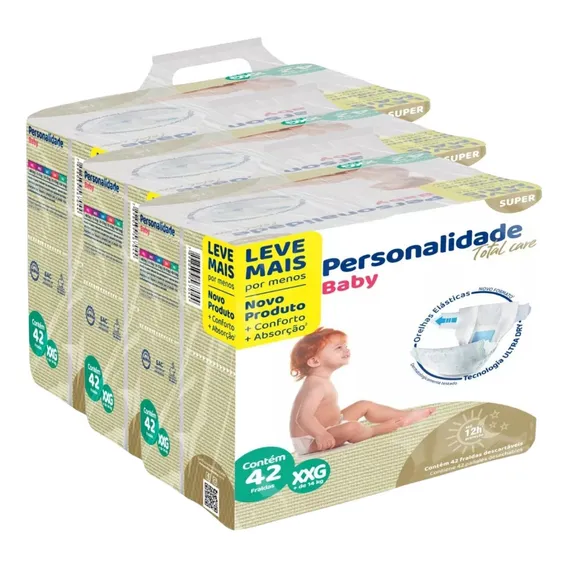 126 Fraldas Personalidade Total Care Xxg 03 Pacotes GĂȘnero Sem gĂȘnero Foto 1