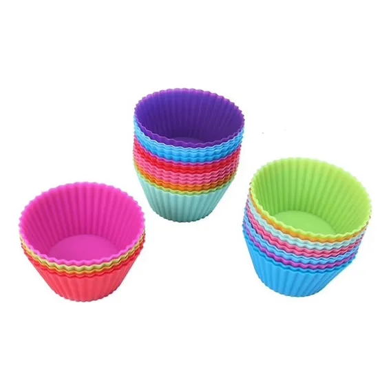 12pcs. Forminha Para Mini Cupcake Muffin - Forma De Silicone Cor Diversas Foto 1