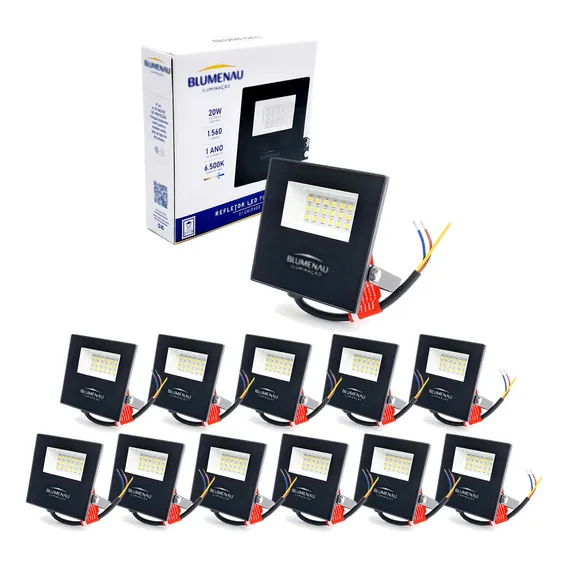 12x Refletor Holofote 20w Prova Dágua Branco Frio 6500k Ip66 Foto 1