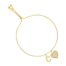 14 Pulseiras Gravatinha Coração E Inicial Folheado A Ouro Comprimento 18 Cm Diâmetro 5 Foto mini  2