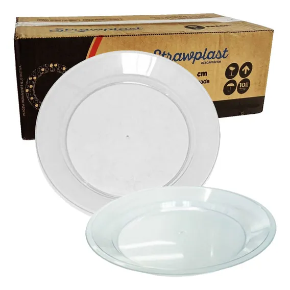 140 Prato Acrilico Redondo Sobremesa 15cm Cristal Strawplast Foto 1
