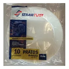 140 Prato Redondo Refeição 21cm Branco AcrÃlico Strawplast Foto mini 4