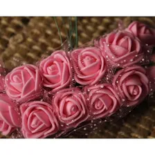 144 Mini Rosas Artificial De Eva Seda - Pacote Rosa Claro Foto mini 4