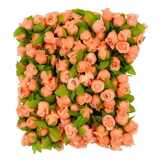 144 Mini Rosas Flores Rosinhas Artificiais Amarela Cetim Cor Laranja Foto 1