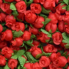144 Mini Rosas Flores Rosinhas Artificiais Amarela Cetim Cor Vermelho Foto mini 4