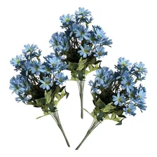 15 Buquês De Margaridas Flores Artificiais Realistas Atacado Cor Azul Foto mini 2