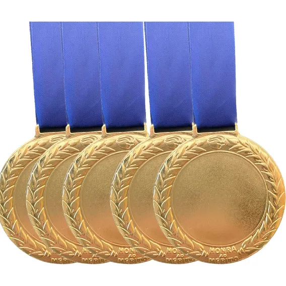 15 Medalhas 6cm Ouro E Para Adesivar Metal Mérito Cor:ouro Foto 1