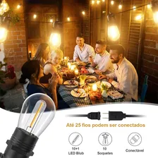 15 Metros Inquebrável Varal Luzes Exterior S14 Lampadas Série Luz Vintage Decorativas 110v Foto mini 3