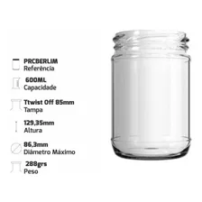 15 Potes De Vidro Boca Larga Berlim 600ml Para Salada Tampa Cor Branco Foto mini 4