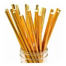 15 Unidades Canudos De Papel Metálico Dourado Foto mini 1