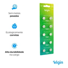 150 Pilha Bateria Lr44 Elgin Ag13 A76 Kit 15 Cartelas Elgin Foto mini 3