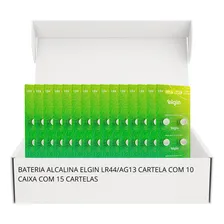 150 Pilha Bateria Lr44 Elgin Ag13 A76 Kit 15 Cartelas Elgin Foto mini 1